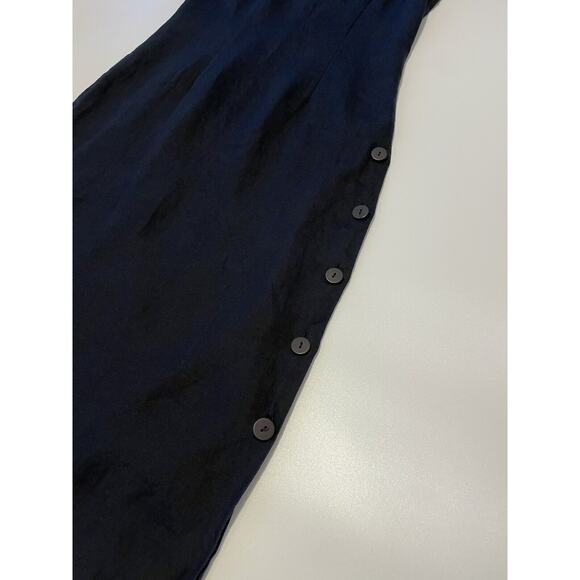 Talbots Women’s Size 6 Irish Linen Sheath Black Classic Dress Buttons - Picture 2 of 7